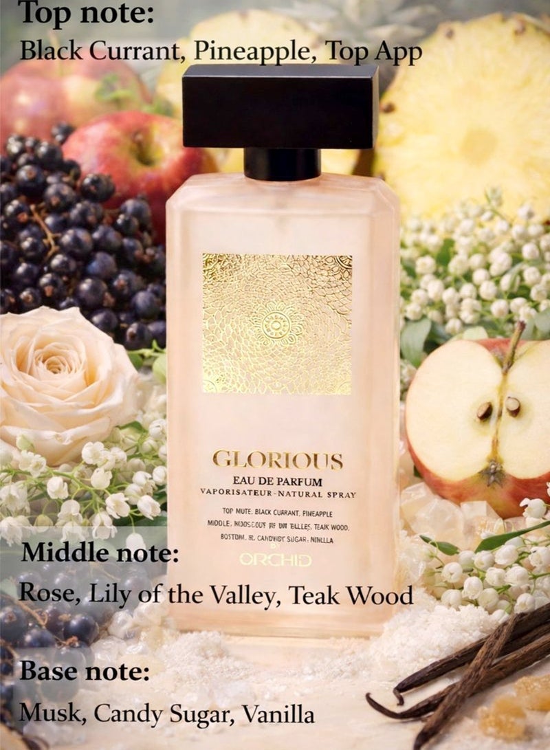 Orchid Luxury Glorious Eau de Parfum for Women 100ml | Sweet Floral Fragrance with Pineapple, Lily of the Valley & Musk - Image 2